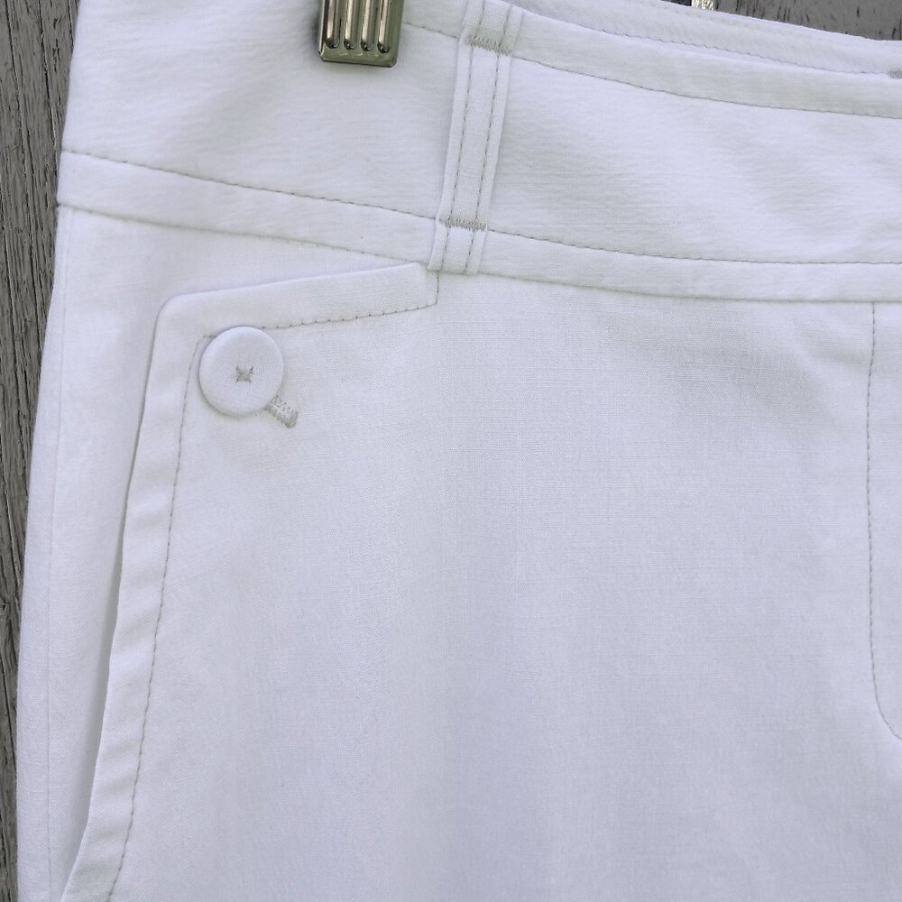 Rafaela White Off White Wide Leg Mid Rise Stretch Pants - Picture 6 of 8